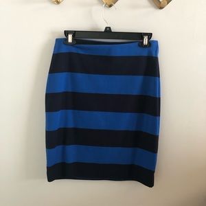 Blue Striped Pencil Skirt